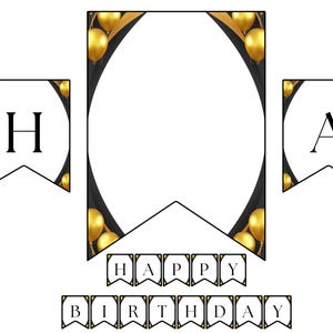 Editable Black & Gold Happy Birthday Banner (Digital Download)