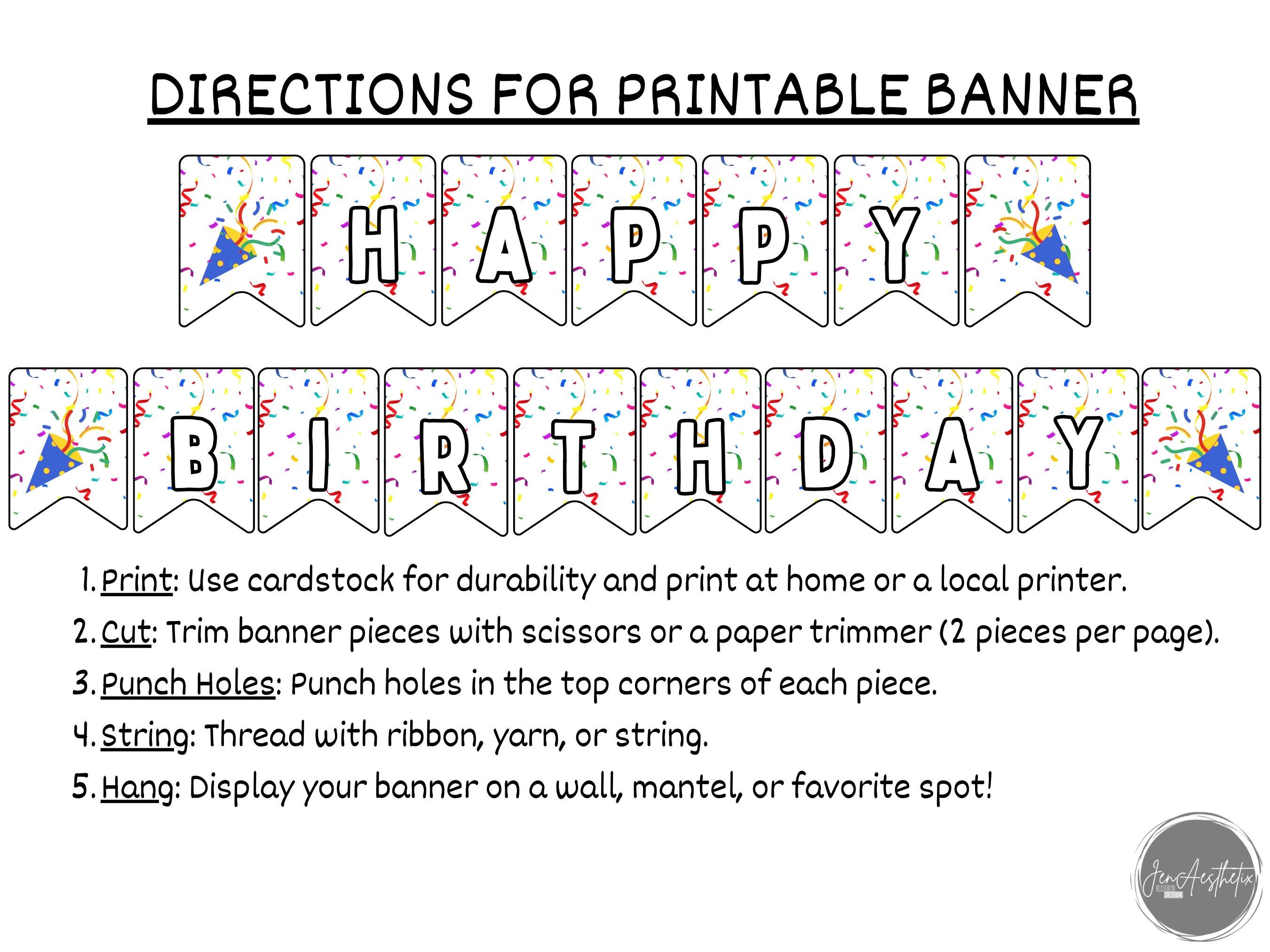 Editable Happy Birthday Banner: DIY Transparent Printable Template
