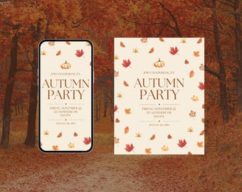 Uitnodiging Thanksgiving, uitnodiging herfstfeest, herfstuitnodiging, pompoen uitnodigen, bewerkbare canvassjabloon, digitale download