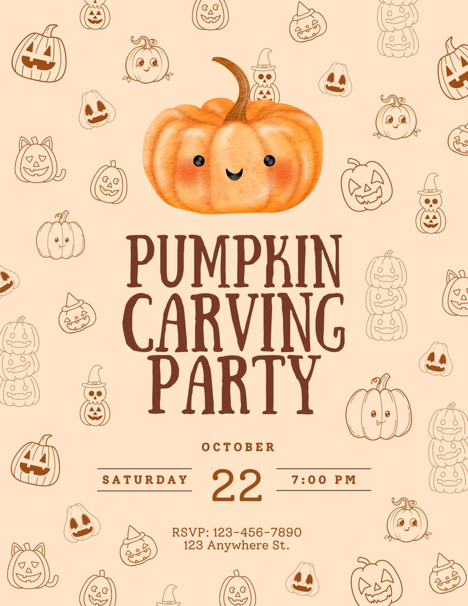 Pumpkin Carving Party Invitation Template, Halloween Party Invitation