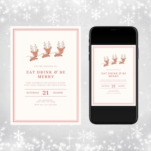 Christmas Party Invitation, Holiday Party Invite, Digital Xmas Invitation Template, Holiday Card, Editable Canva Invite