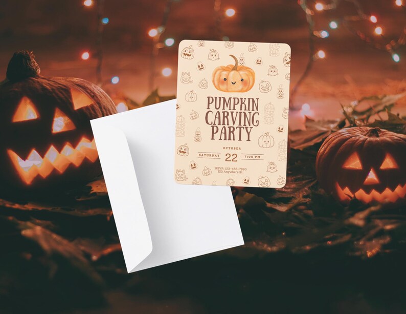 Pumpkin Carving Party Invitation Template, Halloween Party Invitation