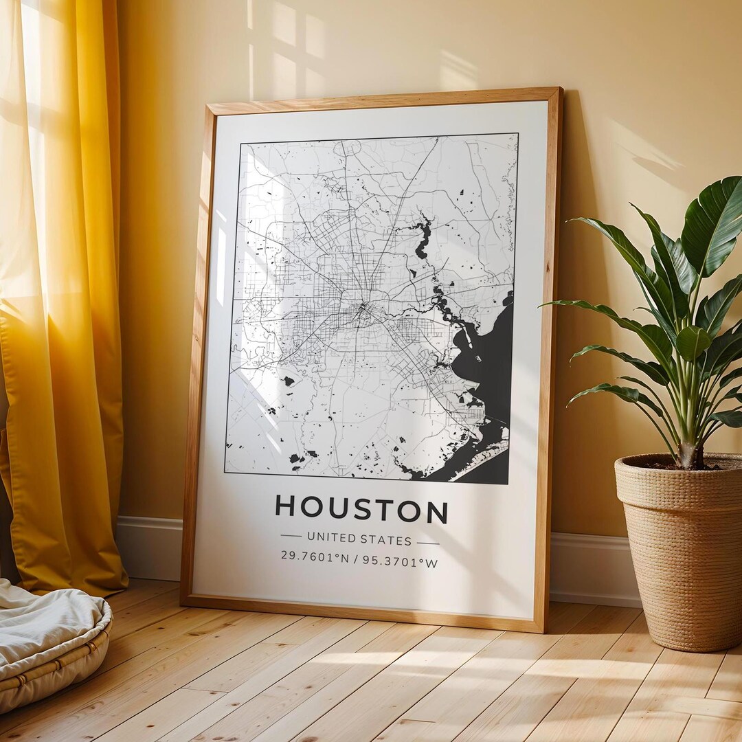 Houston Map Poster, Texas America Wall Art, USA Texans Travel Decor ...