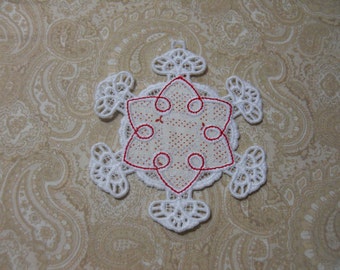 White Embroidery Christmas Ornament