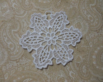 White Embroidery Christmas Ornament