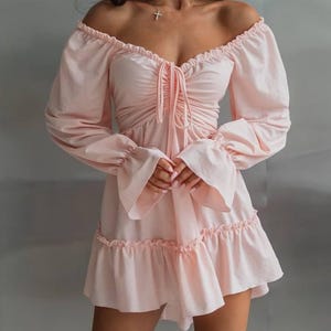 Ruffle dress Cotton midi dress Summer cotton dress Romantic summer dress Soft fabric dress Feminine midi dress Short sleeve dress
