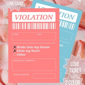 Romantic Violation & Love Ticket – Funny Love Card, Digital Valentine’s Day Gift, Printable Cute Relationship Card, Digital Download