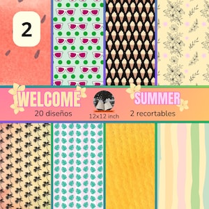Scrapbooking papers. Digital papers. Summer digital papers. Printable digital papers. Summer papers. Scrapbooking collection.