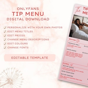 OnlyFans Tip Menu | Fansly Template | Editable Template | Tip Menu Templates | Canva Template | Modern Tip Menu | Digital Download