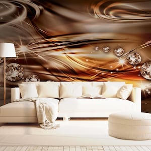 Bronze Diamonds Luxury Wallpaper - 3D Elegant Wall Art for Living Room, Bedroom, Gold Home Decor