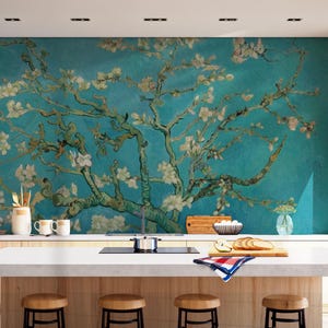 Van Gogh Almond Blossom Mural - Floral Painting Wallpaper, Art-Inspired Wall Decor for Living Room, Bedroom, Kitchen
