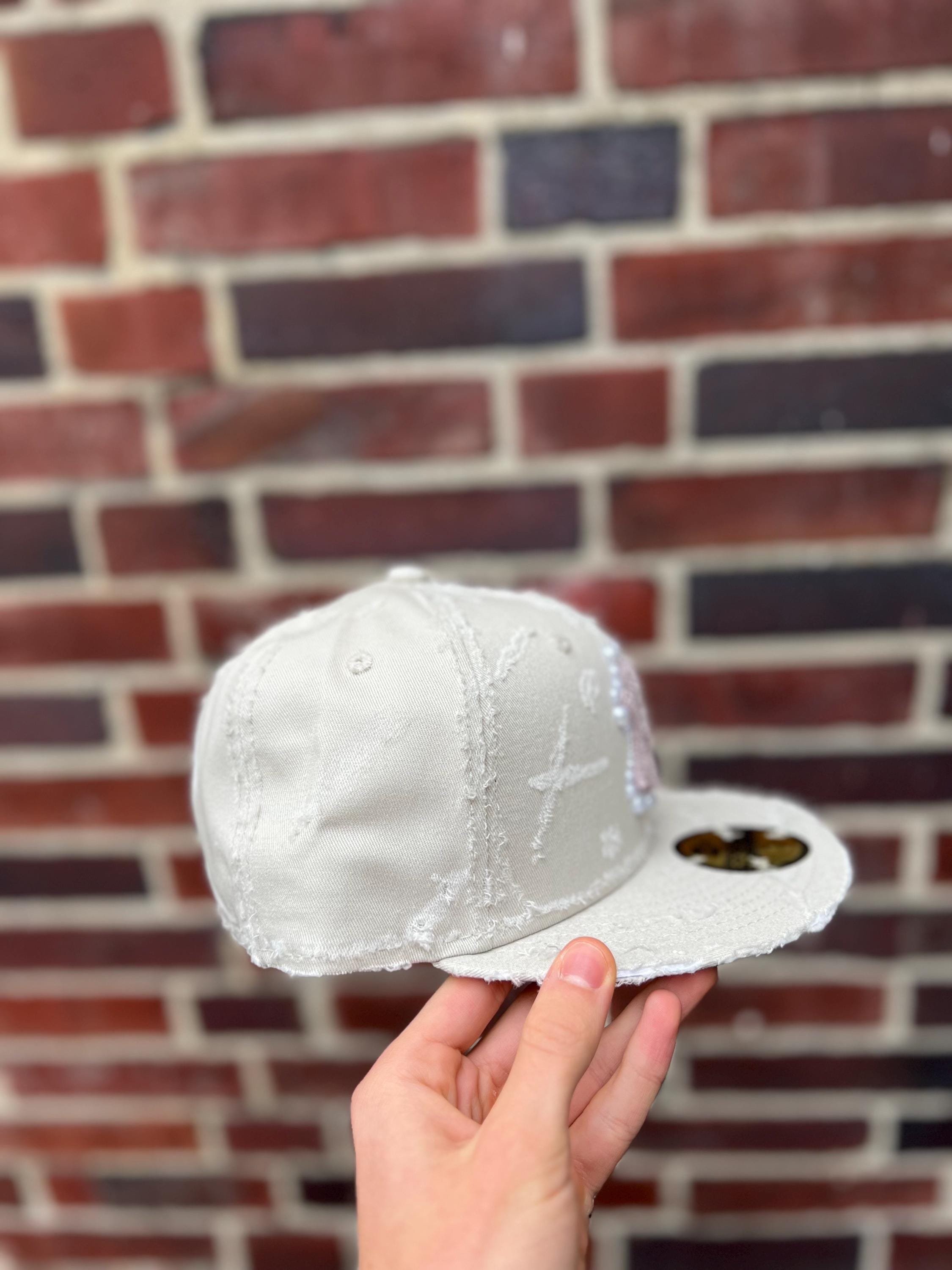 帽子 New Era Vintage Custom Jewelry Cap Custom Pearl New Era Fitted Cap - Etsy