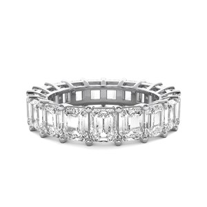 Emerald Cut Lab Grown Diamond Eternity Band: 14k Gold Wedding Ring