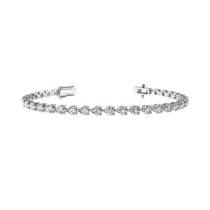 Bracciale tennis con diamanti da laboratorio a forma di pera da 2,70 ct: gioielli da sposa in oro bianco 14k