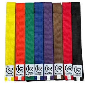 Martial arts belt for Karate, Aikido, Judo, ITF and others. Krolin brand. Optional custom tape!