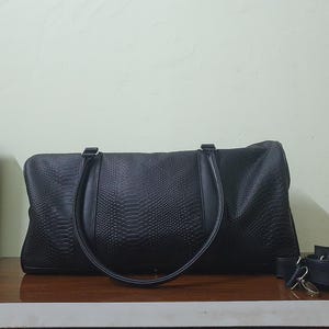 Torba podróżna z wytłaczanej skóry bydlęcej w kolorze pytona, duża torba podróżna z motywem wężowej skóry, torba weekendowa na noc dla mężczyzn i kobiet, torba sportowa w kolorze czarnym i zielonym