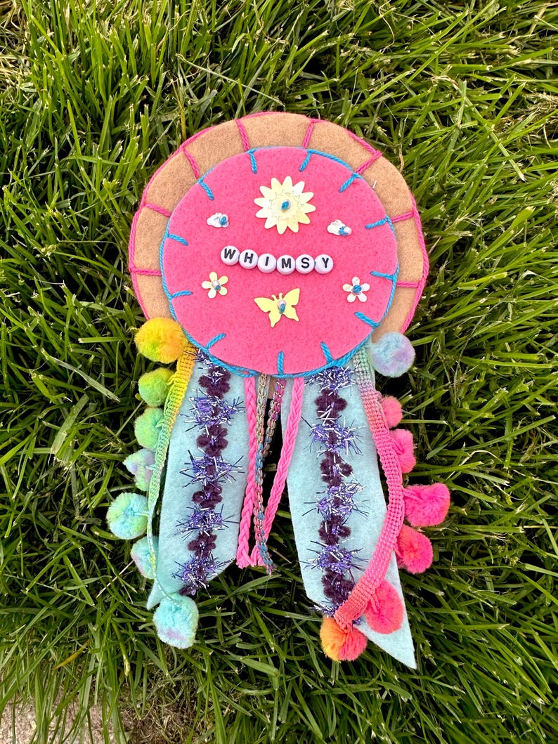 Whimsy Ribbon Blue Felt Prize Ribbon | Birthday Ribbon | Badge | Whimsy Badge | Handmade ...