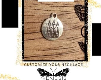LDS Temple- Personalized Charm- TINY 7mm- 14 K Gold Filled or Sterling Silver