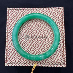 58mm Elegant Green Jade Bangle Bracelet – Lucky and Protective Gemstone Jewelry, Perfect Gift for Holidays and Birthdays