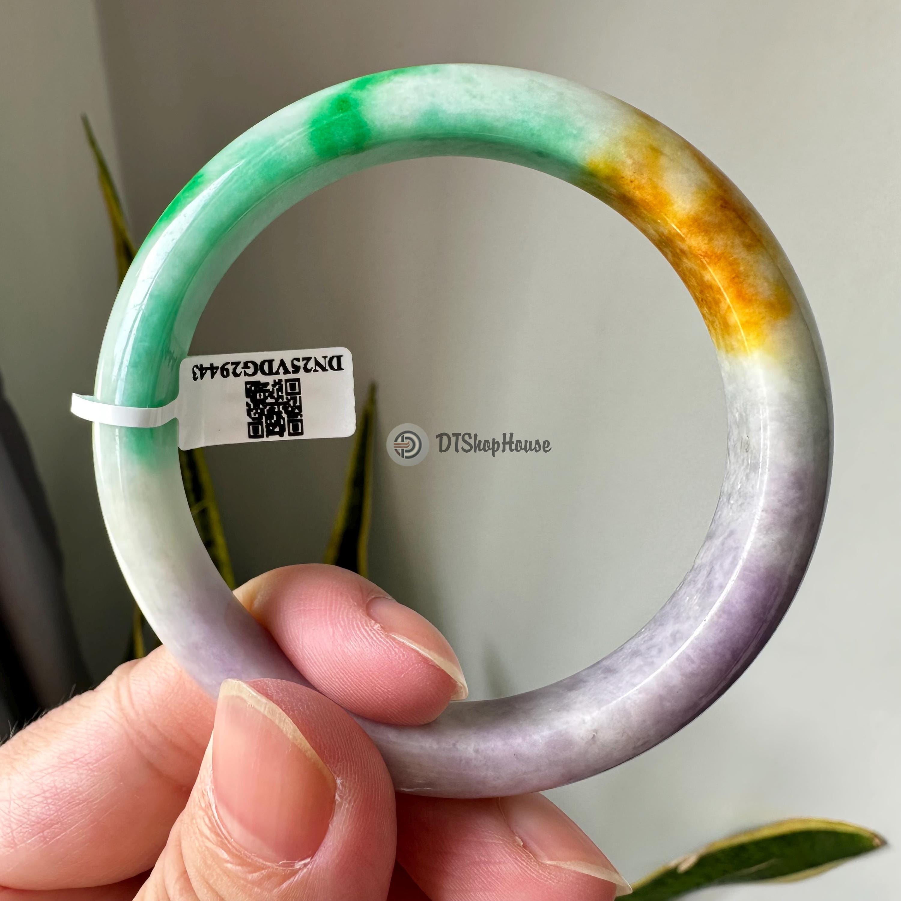 58mmミャンマー翡翠バングルブレスレット：認定フックロックトー