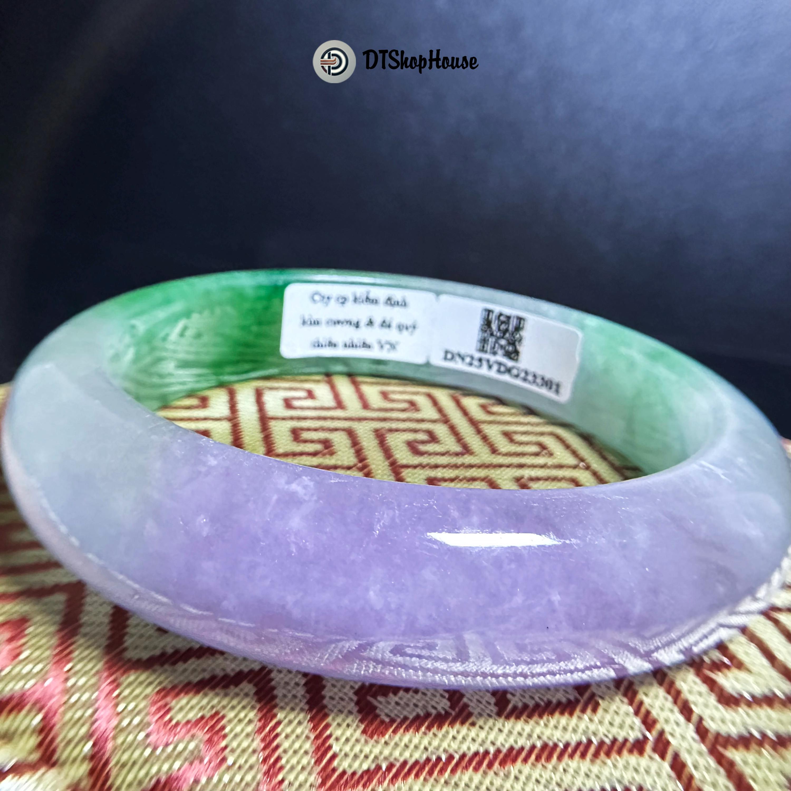 58mm天然翡翠バングル – ラッキートリオカラー グリーン