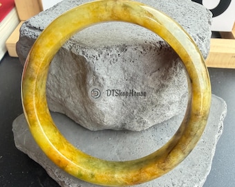 53 mm Gelb Grün Jade Armreif Naturstein Armband