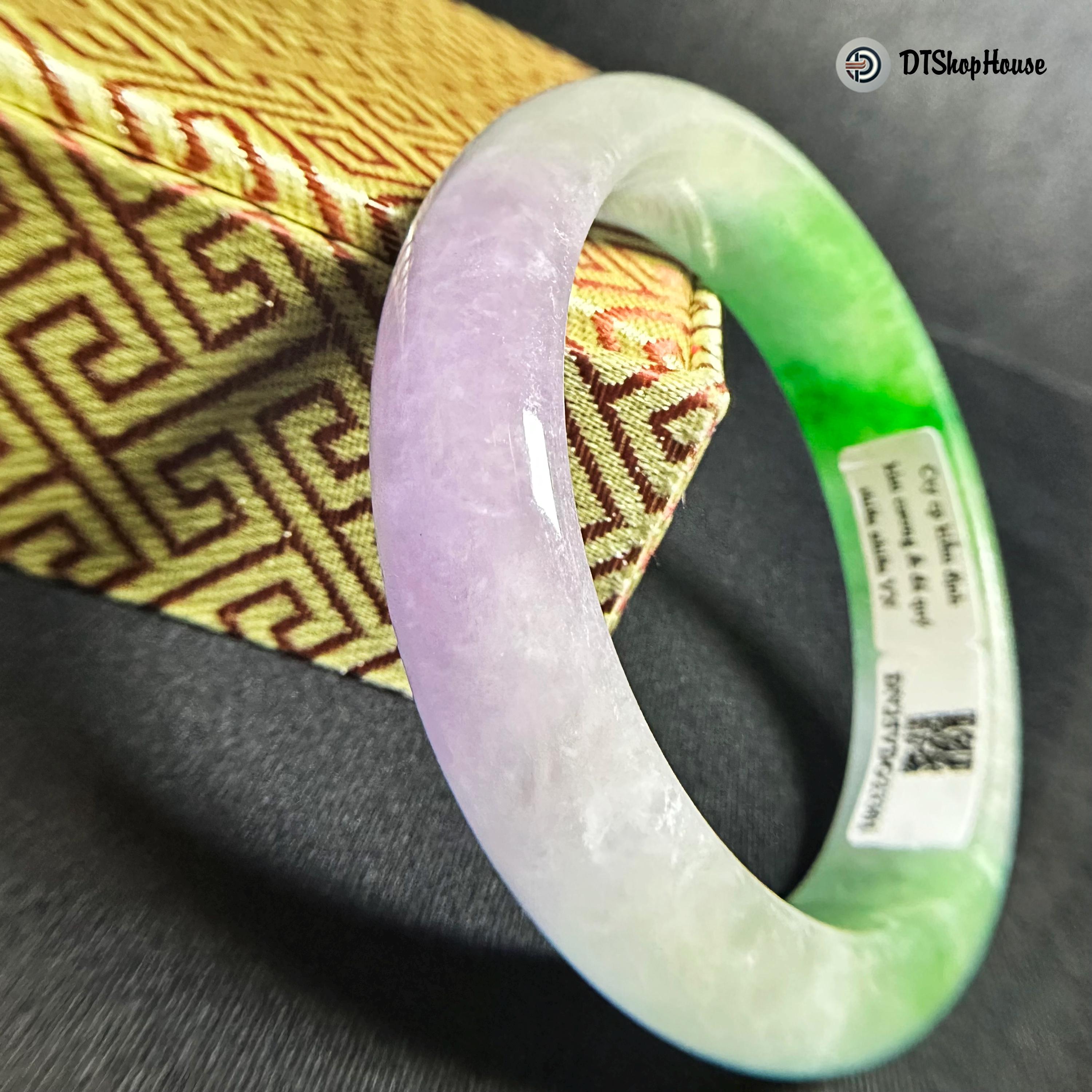 58mm天然翡翠バングル – ラッキートリオカラー グリーン