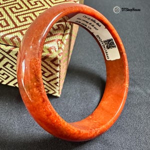 55mm Jade Bangle – Natural Blood Jade Slim Bracelet from Myanmar – Deep Red Burmese Jade – Certified Feng Shui Gift – 15mm Width