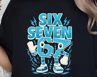 Funny 6 7 Brainrot Italian Meme Shirt: Pixel Cartoon 67 Tee, Gamer Style Retro 67 T-Shirt, Kids Playful Gaming Tee