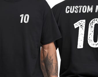 Camiseta deportiva personalizada, camiseta con nombre y número en la espalda personalizados, conjunto para equipo deportivo, camiseta a juego para el día del partido para toda la familia, camiseta de cumpleaños para hermanos.