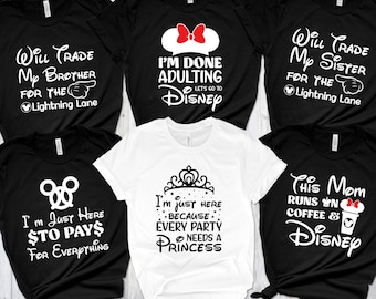 Camisetas divertidas de Disney para toda la familia y conjuntos para las vacaciones