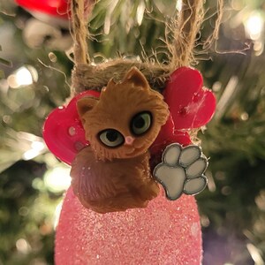 Christmas Upcycled Kitty Cat Lover Ornament