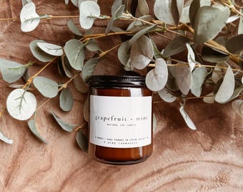 Grapefruit + Mint Natural Soy Candle