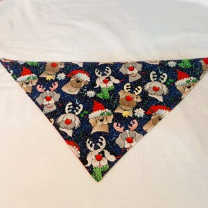 Handmade Reversible Double Sided Dog Bandanas Hook and Latch Closure Small Medium Large Pet Puppy Accessory Christmas Holiday Winter Design