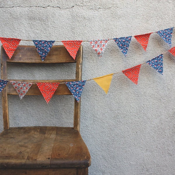 Retro Blue and Orange Pennant Banner Bunting