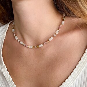 Collier En Pierre De Lune Facettée - Perles Rondes 2-3 Mm, Longueur 18 Pouces, Réglable - Neuf Sans Emballage