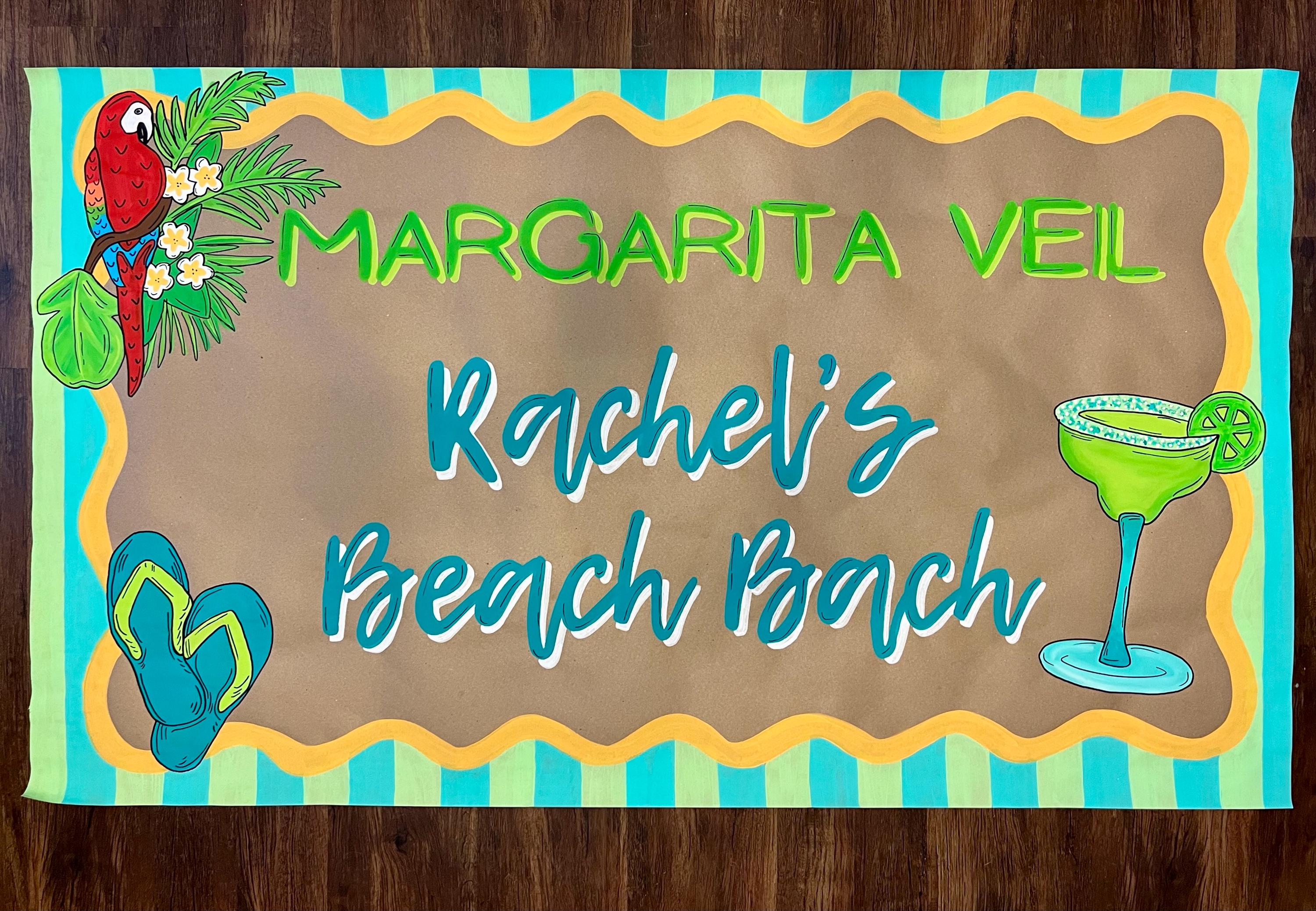 Custom, Hand-painted Party Banner | Margarita Veil Beach Bachelorette ...