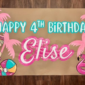 Custom, Hand-Painted Party Banners | Malibu Barbie Party Bamner