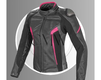 Motorcycle Jacket for Women, Motorbike racing Jacket, Biker Jacket, Leather Jacket with CE Protectors