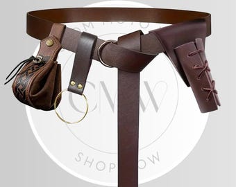 Viking Costume, Halloween cosplay medieval belt, Vampire Costume, Copper Coin Waist bag, Pirate Costume, Medieval Costume, LARP Accessories