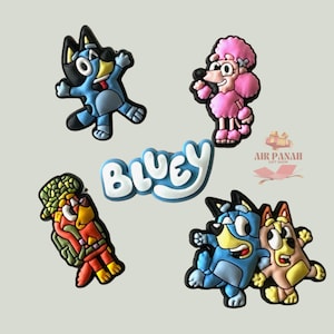 Bluey Croc Charms, Cartoon Croc Charms, Blue Dog Croc Charms Cute Charms for Shoes, Clog Decorations,