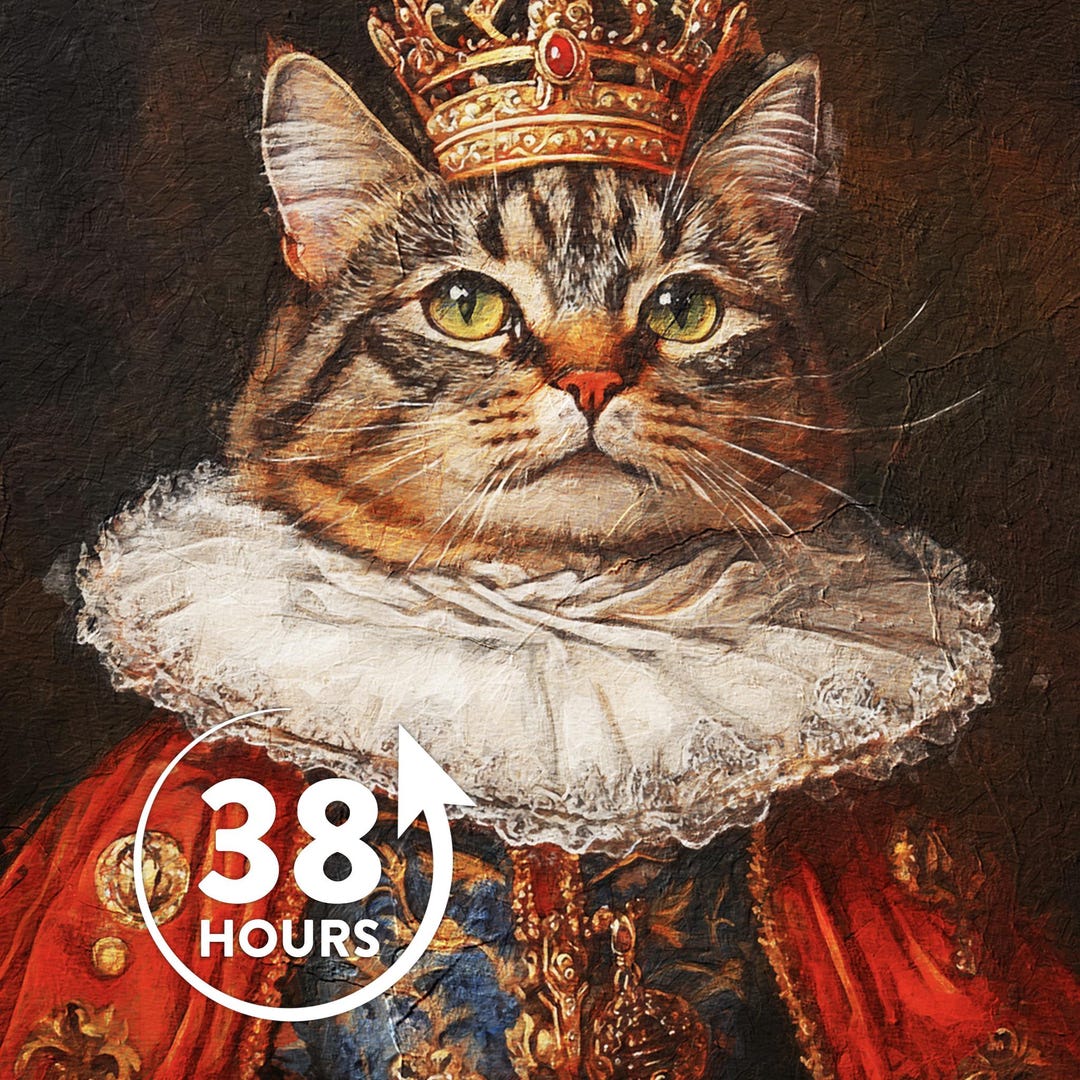 Custom Royal Cat Portrait, Renaissance Cat Painting, Pet Lovers Gift