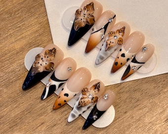 Leopard Stiletto Press-On Nails: Exotic Fall Nail Set