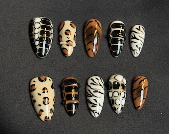 Nagelset: Zebra, Leopard, Schlange