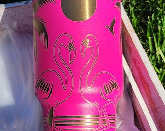 Stainless Steel Stanley Dupe - 40 oz, Laser Engraved, Pink Flamingos