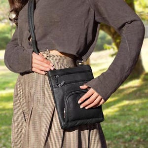 Bolso bandolera de piel, bolso bandolera de piel para mujer, monedero pequeño de piel, bolso bandolera, bolso bandolera, bolso bandolera, negro