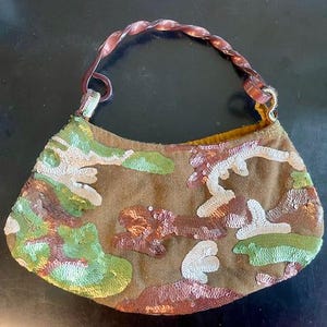 Vintage Jamin Puech Camouflage Geldbörse Top Griff Y2K