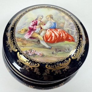 Antique ACF Decor Bleu Sevres Lidded Trinket Box