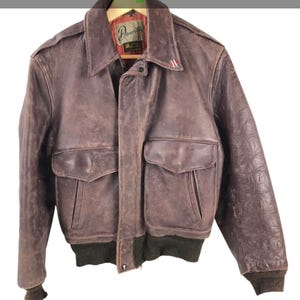 Vintage Men&#39;s Genuine Horsehide Leather Bomber Jacket Danville Jackets 1940s 50s