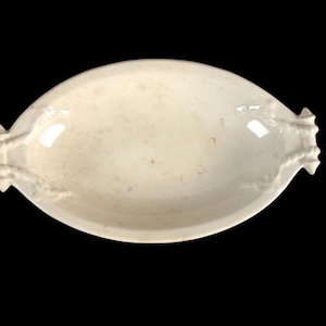 Antique Bisque Ironstone China Platter W.H. & Co Tray Medium Oval Dish 19C